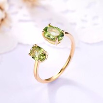 Gift 1Ct Oval Cut Lab-Created Peridot Duo Engagement Ring in 925 Silver - £71.72 GBP