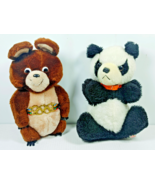 Vintage 12&quot; Dakin Olympic Mascot Misha Bear Plush &amp; Panda with Orange Co... - $376.47 MXN