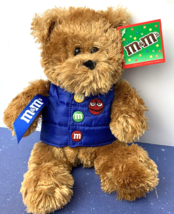 M&amp;M&#39;s Character Brand Teddy Bear Stuffed 9&quot; Plush With Blue Jacket w Tags - £6.32 GBP