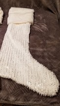Soft Creamy White Christmas Stocking w/silver sequins 21&quot;   Pegasus Home... - $304.12 MXN