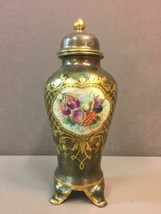 Murano Glass Decorative Urn Vase with Top - Fruit and Gilt Accents Hand ... - $89.09