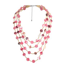 Sweet Red Tone Beauty Mother of Pearl Handmade Multi-Layer Necklace - £10.62 GBP
