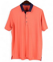 Greyson Golf Polo Shirt Mens Large Pink Geometric w/Blue Trim - $42.93