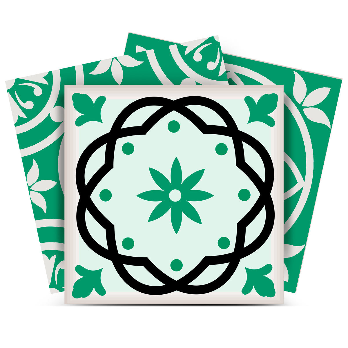 4&quot; X 4&quot; Green And White Mosaic Peel And Stick Removable Tiles - $91.03