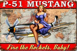 P-51 Mustang Pinup Metal Sign - $30.00
