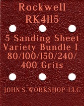 Rockwell RK4115 - 80/100/150/240/400 Grits - 5 Sandpaper Variety Bundle I - $4.99