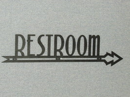 WOOD RESTROOM ART DECO STYLE WOODEN RIGHT POINTING ARROW SIGN - $24.95