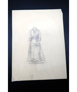 Antique Fashion Design Art Dress Sketch Annie Horton c.1920 Pencil #2 - $56.12 CAD
