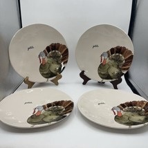 Rae Dunn Thanksgiving Turkey Appetizer 10.75”Dinner  Plates Set Of 4 “go... - $59.39