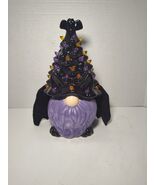 LED Halloween Tree 10&quot; Ceramic Light Up Gnome Bat Decor Figurine -HARD T... - $97.30 CAD