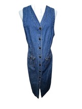 Vintage Denim Dress Sz 10P Midi Sleeveless Country Barn Southwestern Ran... - $28.58