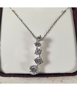 Danecraft Sterling Silver Swerved Drop CZ Stones Pendant 18 in. Chain Ne... - $76.20 CAD