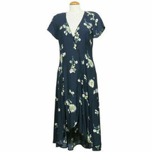 FREE PEOPLE Blue Lost in You Floral High Low Midi Dress M - £55.03 GBP