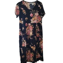 White Stag Oversized Black Floral Short Sleeve Dress with Pockets - $9.75