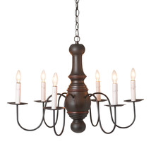Irvins Country Tinware 6-Arm Maple Glenn Wood Chandelier in Rustic Black - £389.20 GBP