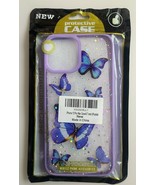 CASE IPhone 12 Pro Max 6.7&quot; Purple &amp; Glitter &amp; Blue Butterflies Cell Pho... - £9.76 GBP