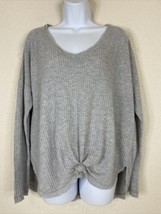 Wild Fable Womens Size M Gray Waffle Knit Tie V-neck Blouse Relaxed Fit - £5.50 GBP