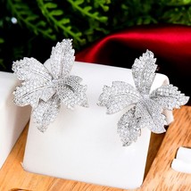 Famous Fireworks Stud Earrings for Women Wedding Cubic Zircon Fashion Engagement - £30.05 GBP