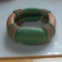 Pastel Pink, Green Plastic Stretch Bracelet - $13.85