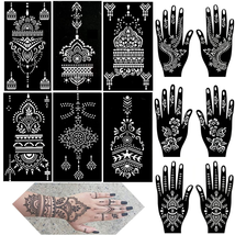 QSTOHENA Henna Tattoo Stencils Kit, 12 Sheets Temporary Tattoo Stickers for Wome - £9.18 GBP