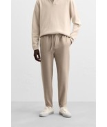 Zara Easy Care Jogger Waist Pants Men’s Size XL Taupe Textured Pull On NWOT - $66.04 CAD