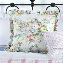 Ralph Lauren Home Lake Floral Lace Ruffled 18-inch Square Pillow - £117.27 GBP