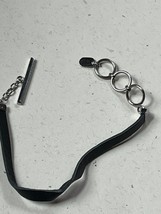 Lori Bonn Marked Black Leather w Silvertone Findings Adjustable Bracelet Ready - £9.02 GBP