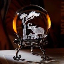 2.36in 3D Laser Crystal Elephant Parent-Child Figurines 2.36&quot;D x 2.36&quot;W ... - $22.01