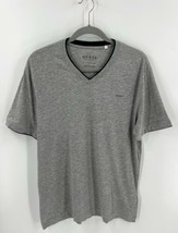 Guess Mens T Shirt Size Large Gray Black V Neck Short Sleeve Tee - £23.37 GBP