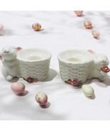 Vtg 1980 Avon BUNNY Ceramic Taper Candle Or Egg Holders Set Of 2 Easter ... - $16.55 CAD