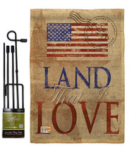 Land That I Love Burlap - Impressions Decorative Metal Garden Pole Flag Set GS11 - £26.71 GBP