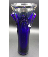 Cobalt Blue John Gerletti Hand Blown Art Glass Vase 9&quot; Signed 1983 Calif... - £244.24 GBP