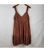 Banana Republic Womens Dress Size 14 Brown Floral Embroidered Baby Doll ... - $35.18