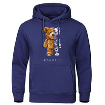Funny Teddy Bear Robot Hoodie Robotic Bear Clothing Casual Hooded - £21.43 GBP+