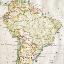 1916 Map South America Political Boundaries Brazil Chile Argentina Guian... - $19.99