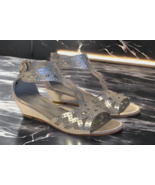 Maripe Julia Womens Open Toe Wedge Sandals Size 9M 2&quot; Heel Silver Back Z... - £11.51 GBP