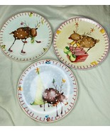 Oneida Reindeer Holiday Lot of 3 Christmas Dishes Plates 8 1/4&quot; Salad De... - £9.51 GBP