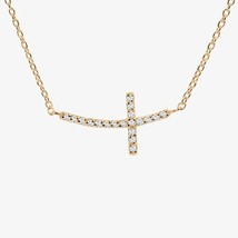 0.15Ct Simulated Diamond Sideways Cross Pendant Necklace 14k Rose Gold Plated - £147.94 GBP