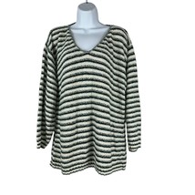 Helium Women&#39;s Knit Striped Long Sleeved V-Neck Sweater Size L - £17.23 GBP