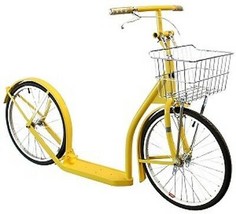 20&quot; Adult  BRIGHT YELLOW KICK SCOOTER  Amish Bike w/ Basket &amp; Brakes USA... - £294.67 GBP