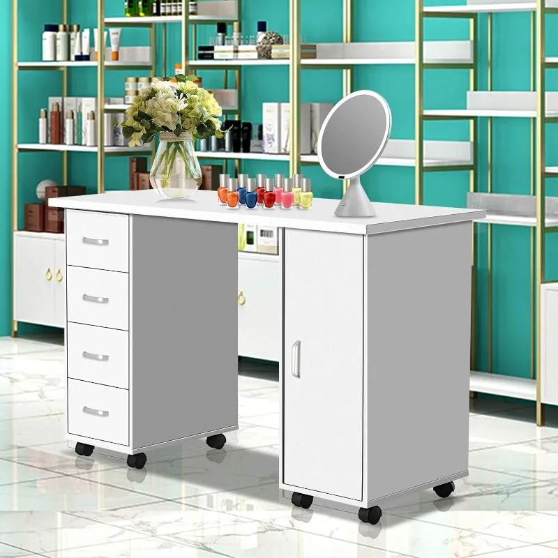 SSLine Manicure Nail Table Station with Wheels,Manicure Table Nail Beauty Spa - £249.12 GBP