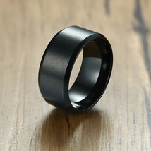 Vnox Basic Men's Wedding Bands Ring 10mm Stainless Steel Matte Finish Beveled Po - £6.77 GBP