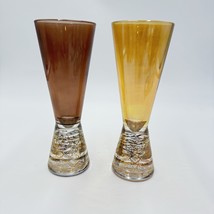 2 Vintage Collezione Timon Art Glass Italian Iridescent Gold Champagne F... - $58.50