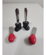 Santa boots and mittens cheese knife spreaders hallmark Set Of 4 And Cute! - $10.96 CAD
