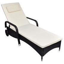 Outdoor Garden Patio Pool Poly Rattan Adjustable Sun Lounger Bed With Cushions - £148.54 GBP