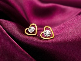 14K Gold Sparkly Love Story Diamond Stud Earrings | Minimalist Earring, Diamond  - £167.04 GBP