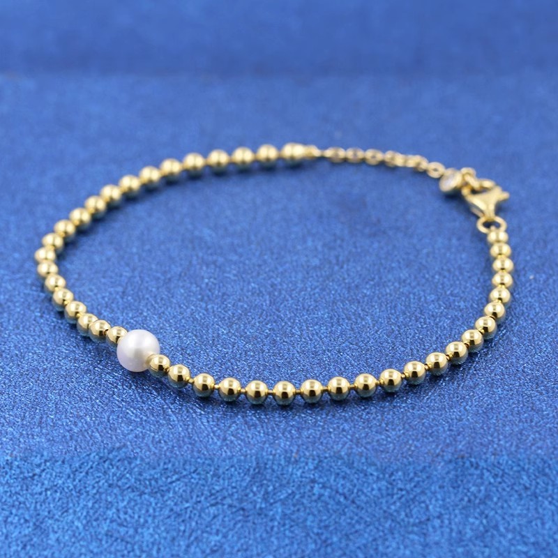 14k Gold-plated  Treated Freshwater Cultured Pearl & Beads Bracelet 563173C01