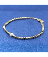 14k Gold-plated  Treated Freshwater Cultured Pearl &amp; Beads Bracelet 5631... - £20.05 GBP