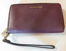 Michael Kors Jet Set Purple Zip Around Checkbook Wallet Wristlet - £62.92 GBP