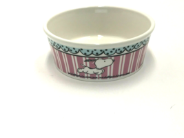 Peanuts Snoopy Pet Dog Bowl Gibson Ceramic Pink Stripes, Heavy Stoneware - $12.99
